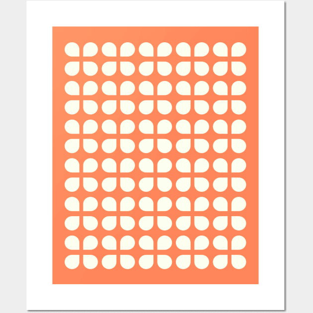 Geometric Floral Shape Pattern in Orange Wall Art by ApricotBirch